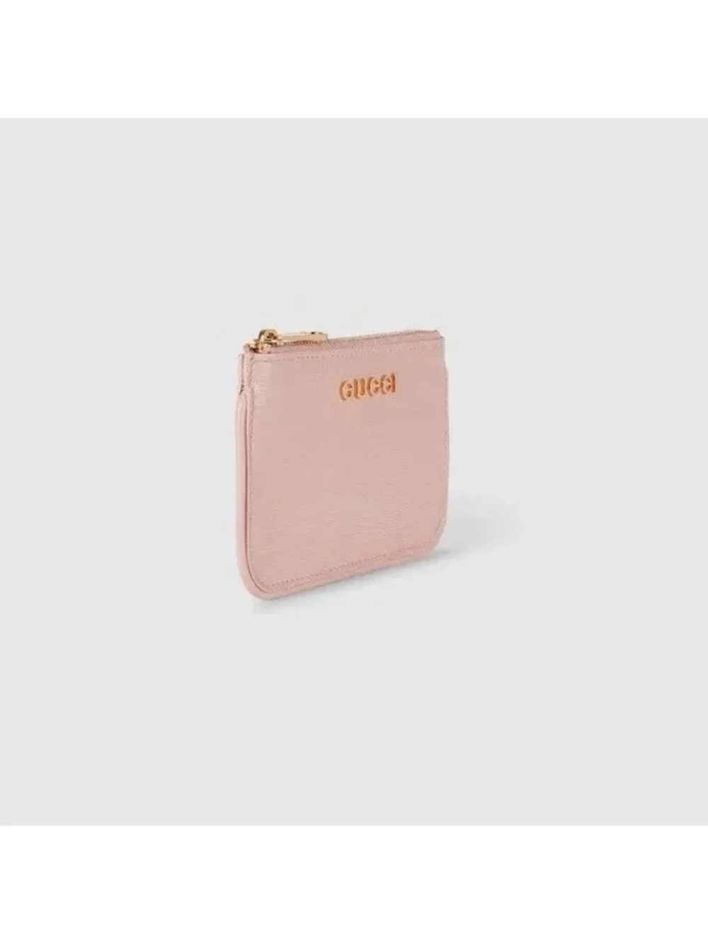 NEW GUCCI Zip Key Case With Script 100% Authentic Pink Wallet Cardholder